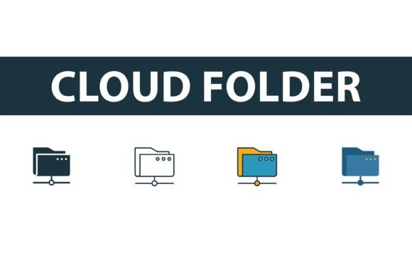 Cloud Folder Icon Set: Graphics & Icons for Modern Branding