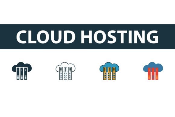 Cloud Hosting Icon Set: Graphics & Icons for Modern Branding