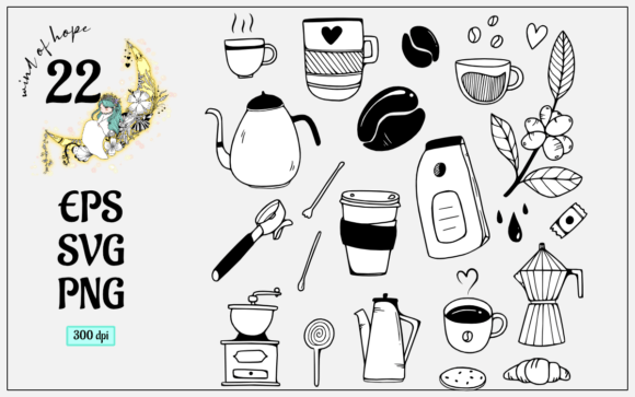 Coffee Doodle Drawn Element: Graphics & Web Elements for Sellers