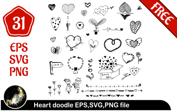 Doodle Heart Set Drawing: Free Graphics for Creative Publishers