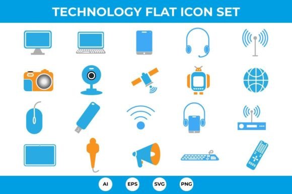 Flat Technology and Multimedia Icons Set: Graphics & Icons for Local Brands